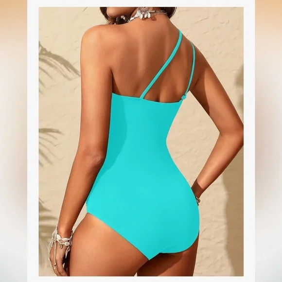 Aqua Eve Mesh Tummy Control One Shoulder One Piece Cut Out Swimwear 2026. Size M - Picture 4 of 13